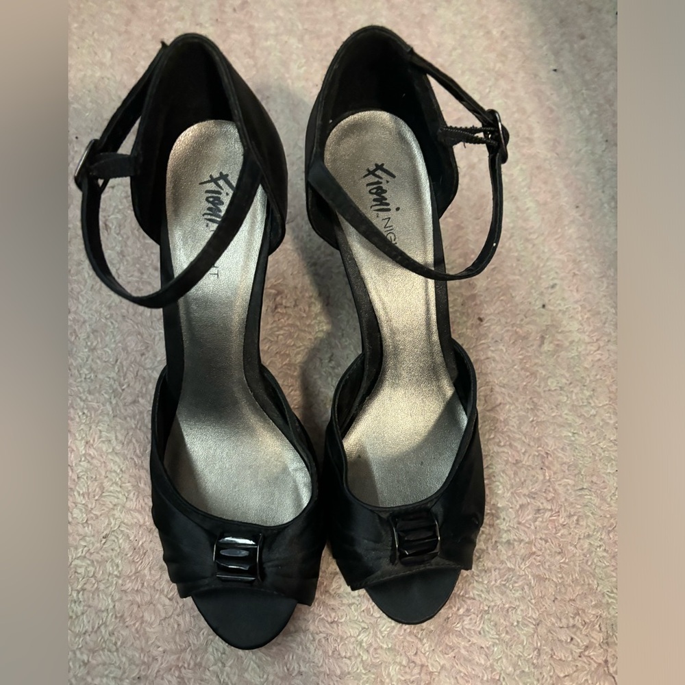 Black Satin Heels